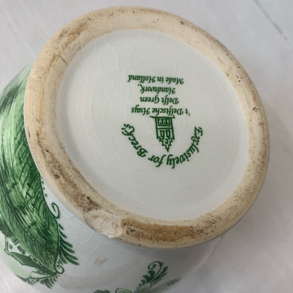 DELFT| Vintage Delft Green Tulip Planter by Brecks - Picture 8 of 11